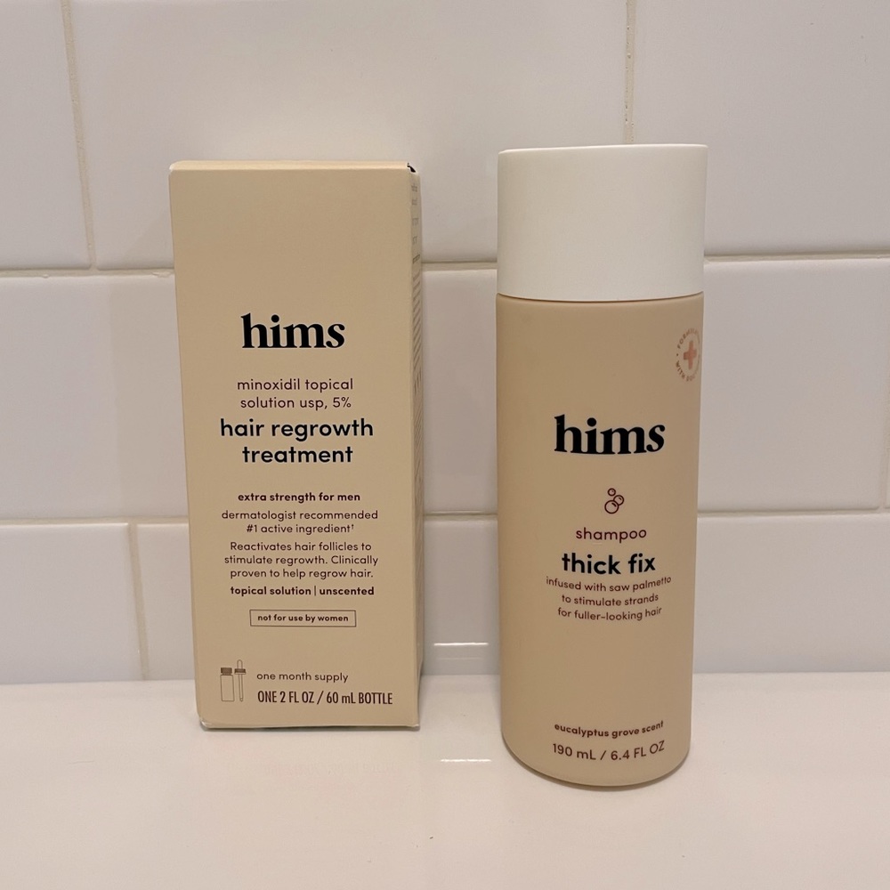 HIMS Minoxidil (The Drops) & Hair Thickening Shampoo (The thick fix)